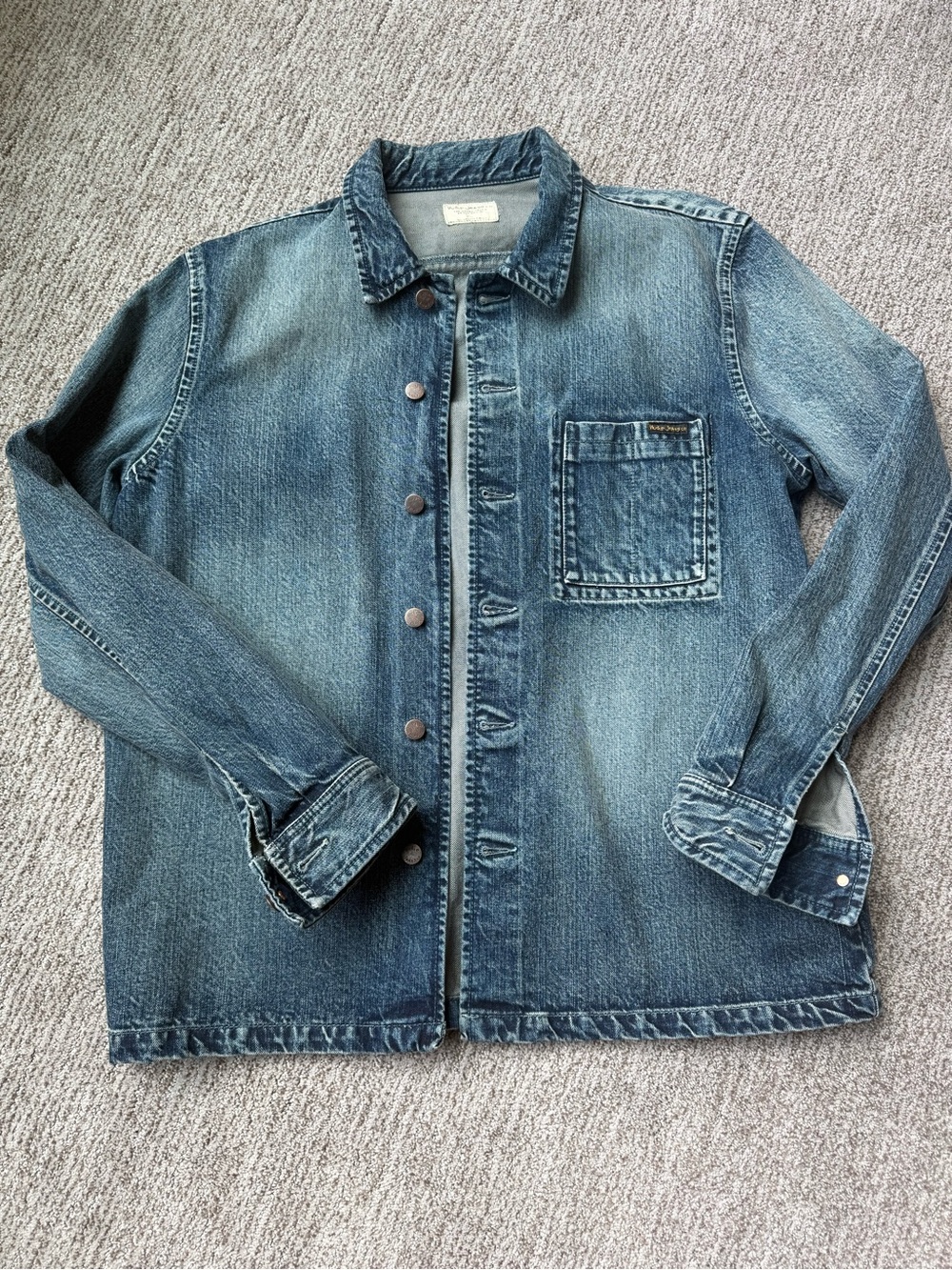 Like NEW Nudie Jeans Men’s Washed Denim Jacket, XL